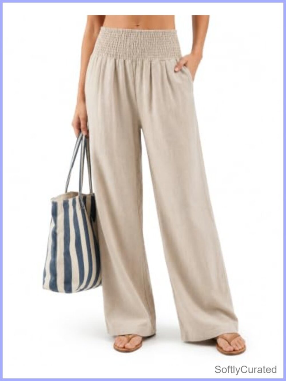 Women's Tall Wide Leg Palazzo Pants 100% Cotton High Waisted Pull On